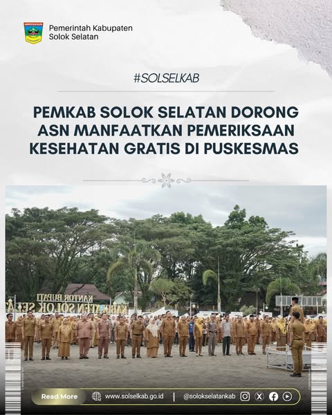 Pemkab Solok Selatan Dorong ASN Manfaatkan Pemeriksaan Kesehatan Gratis di Puskesmas